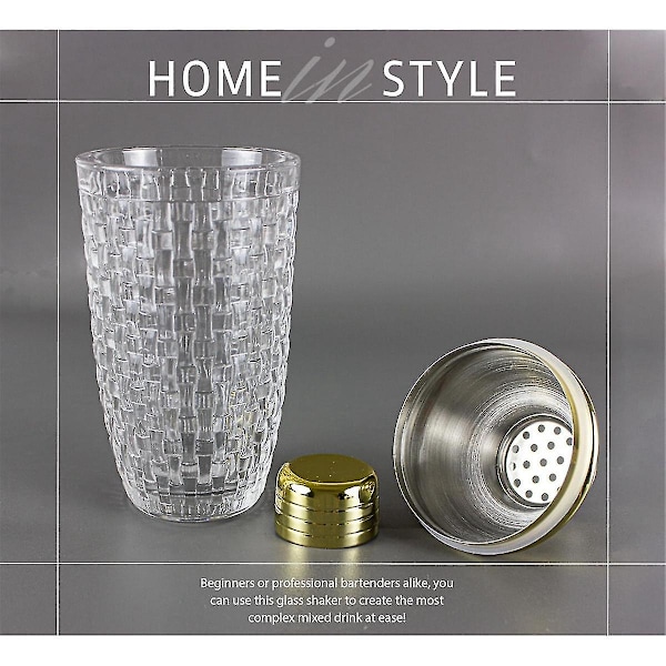 13 oz glass cocktail shaker sett - glass shaker for cocktailer, drink shakers cocktail og cocktail Sh-yvan Gold