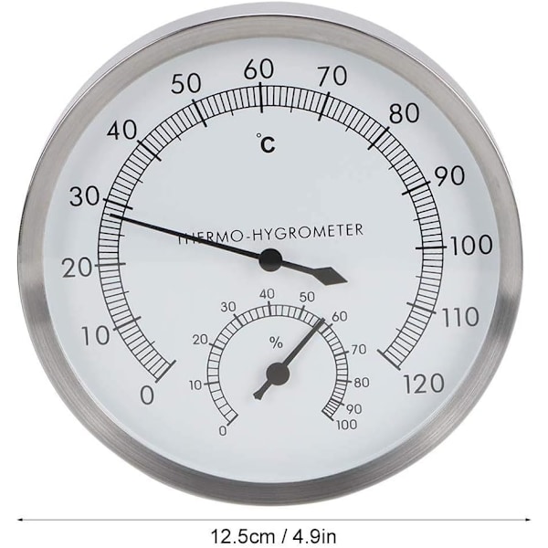 2-i-1 bastutermometer i rostfritt stål Hygrometer Termo-Hygrometer Bastuutrustning för inomhusbruk