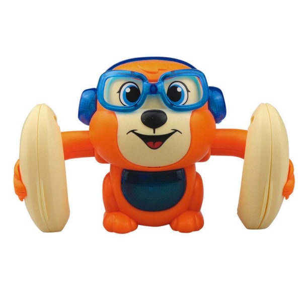 Elektrisk tumbling abe-kid legetøj, stemmestyring, induktion, lys og musik Orange 13cm*8cm*9cm