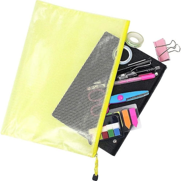 16 stykker dokumentpose mesh poser sett Din A4 glidelås poser Plast zip poser Gift_b