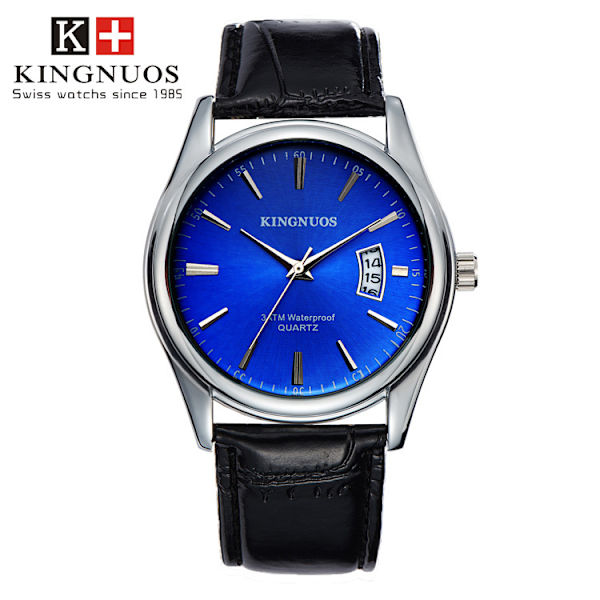Yhden kalenterin vedenpitävä vyö, ei-mekaaninen watch Blue dial black