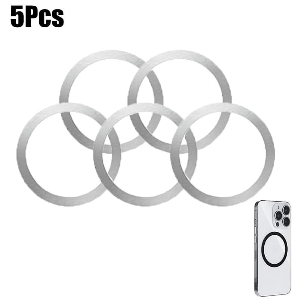 5 stk Universal Magnetisk Metal Plade Ring Til Magsafe Trådløs Oplader Iron Sheet Sticker Magnet Bil Telefon Holder Tilbehør| | Black