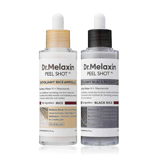 2 STK Peel Shot Glow Rice Ampul, Hvid ris ampul+Sort ris ampul Blid eksfolierende ansigts- og kropsskrubbe Døde hudceller