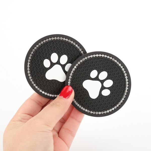 Bil Underlägg Vattenkopp Flaskhållare Anti Slip Pad Mat Silica Gel För Inredning Bil Styling Tecknad Hund Tass|drycker Hållare| Black