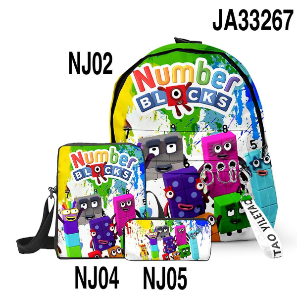 3d Game Number Blocks Skoletaske Rygsæk Numberblocks Primary Middle School Elever Drenge Piger Oxford Vandtæt skoletaske 8