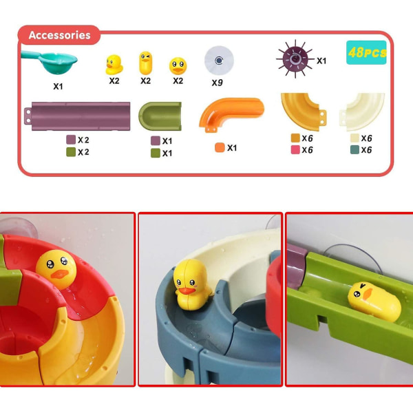 Badleksaker för barn, rolig rutschkana inomhus vattenfallsbana, med sugkopp och hjul Vattenboll Dusch Flytande badkarleksak Sommar Barn