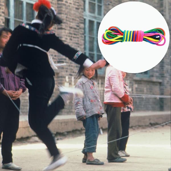 Hopprep Justerbar Ljus Färg Mycket Elastisk Bärbar Slitstark Interaktiv Spel Polyester Hopprep Gummiband Leksak Träningsutrustning för Barn 7m