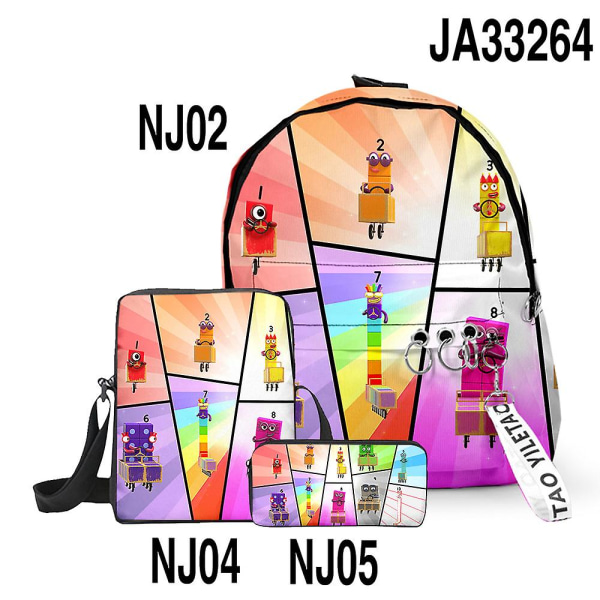 3d Game Number Blocks Skolesekk Ryggsekk Numberblocks Primær ungdomsskoleelever Gutter Jenter Oxford Vanntett skolesekk 5