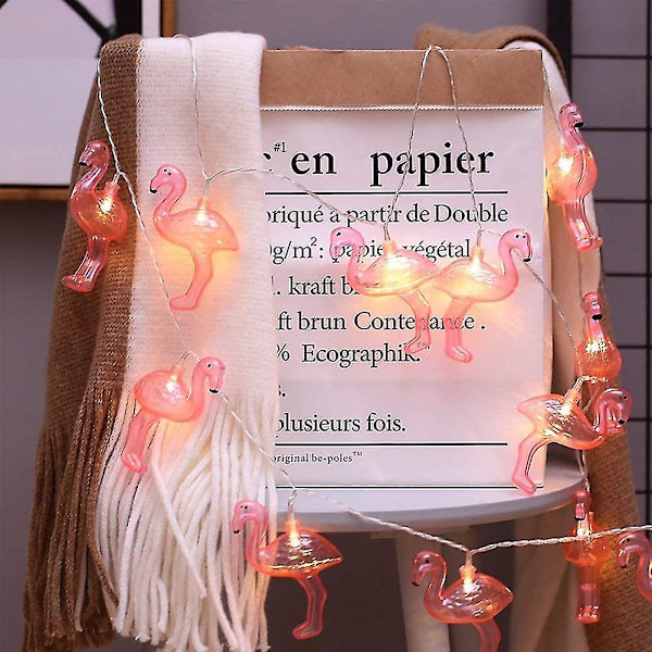 Wabjtam Pink Flamingo Lights, Utomhus Led String Lights 3m Set med 20 Led Batteridrivna Flamingo Fairy Lights Tropiskt tema String Light For Weddi