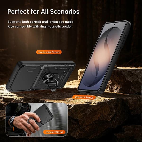 Nanshan Armor Sliding Camshield Ring Holder Telefonfodral Purple For Galaxy S26 5G