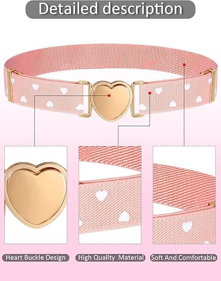 3 stk jentebelte barn elastisk stretchbelte justerbare stretchbelter elastisk hjerte barn belte for jenter