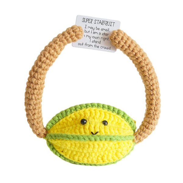 Handgjorda gör-det-själv känslomässigt stöd Inlagd present,virkad söt virkad stickdocka,hemdekoration prydnadspresenter Super Starfruit