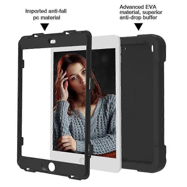 Høykvalitets kompatibelt iPad 10.2 PC + silikon støtsikkert kombinasjonsdeksel Black