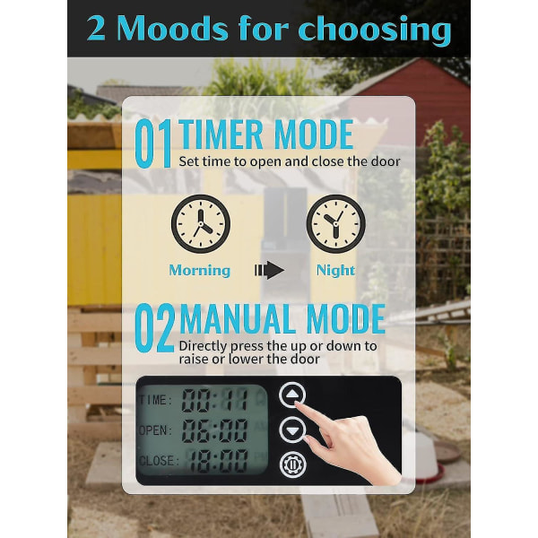 Ny sort automatisk hønsegårdsdør automatisk hønsegårdsdør med timer og manuel, hønsegårdsdør ind