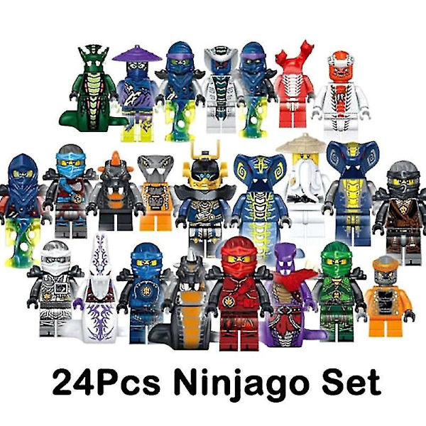 Sæt med 24 stk. Ninja minifigurer Kai Jay Sensei Wu Master byggeklodser legetøj