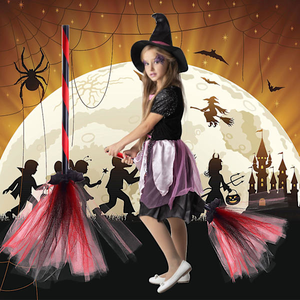 Halloween-koristelu Witch Flying Broom Party Prom Taikuri-asu Rekvisiitta Pukeutumisluuta Red