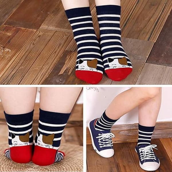 37-43, 5 par, Nye sokker til kvinder, dyre-hund-katte sokker, bomuldsstrømper til kvinder, søde vinterstrømper til piger