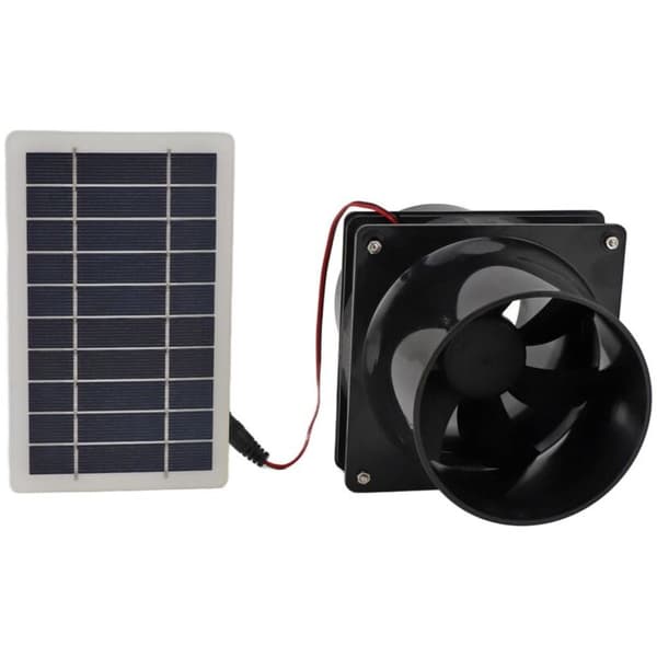 10W 12V Soldrevet Udsugningsventilator, til Runde Rør, ABS Panel, Ventilationssæt, Dyrehus, Hønsehus, Autocamper, Drivhus Black