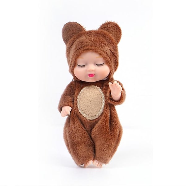 Dyrekostume Baby Vinyl Dukker Nyfødt Baby Sovedukke Med lukkede Øjne Baby bear