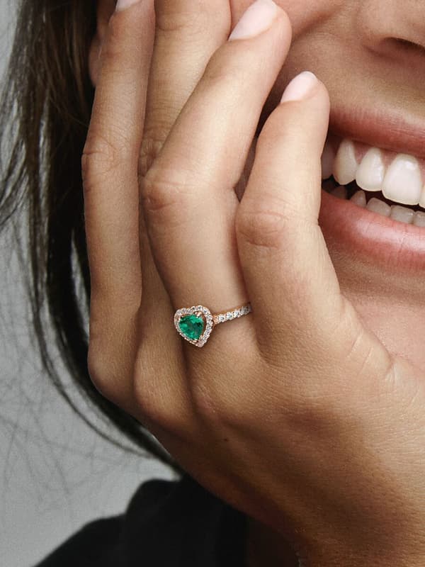 Pandora - Sparkling Elevated Heart Ring - 14k Rose Gold Plating Circumference Circumference: 54mm