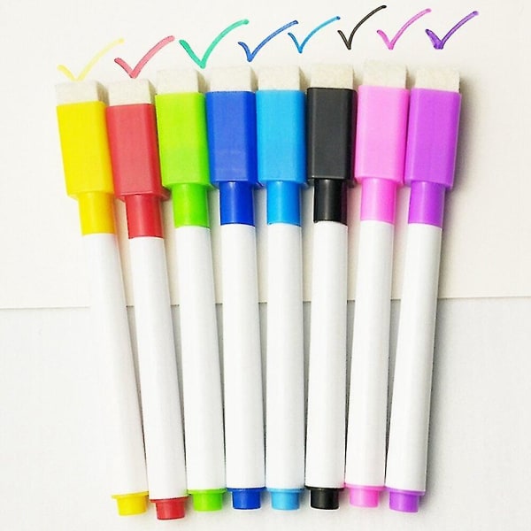 8 stk Fargerik rød/blå/grønn/gul blekk Skoletavlepenn for klasserom Vannbasert slettbar penn Stu