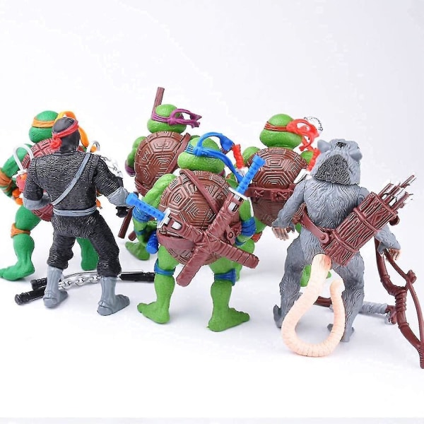 6st/väska Härlig 12cm sköldpaddor Actions Figur Tecknad Tartaruga Ninja Leksaker För Barn Anime Figur Docka Födelsedagspresenter Xmas A