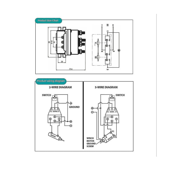 12v Vinsch Rocker Switch Tumme 250a Solenoid Relä Kontaktor Vinschar För Atv Utv zy