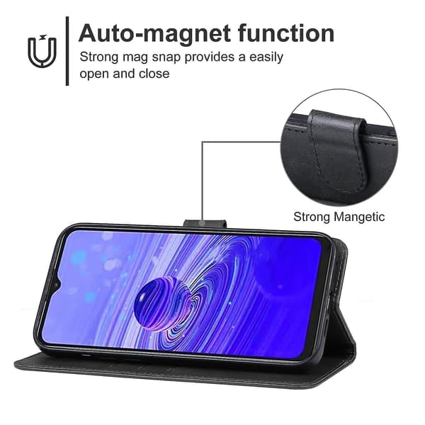 För Tcl 40 R 5g Läder Telefonfodral Black