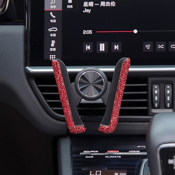 360 graders roterbar telefon gravitationshållare bil luftventilfäste stöd för iphone Samsung bilinredningstillbehör| | Red