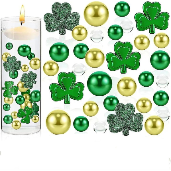 St. Patrick's Day Vas Filler Shamrocks Ornament För Vas Filler Flytande pärlor