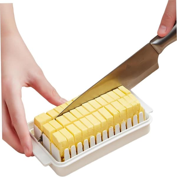 Portable Butter Keeper Bread Storage Container, 16.5x9.5x5 cm (White)