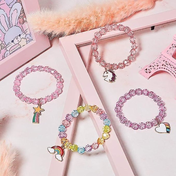 9 delar färgglada Unicorn Armband Girls Unicorn Armband Rainbow Unicorn pärlarmband för födelsedagsfester