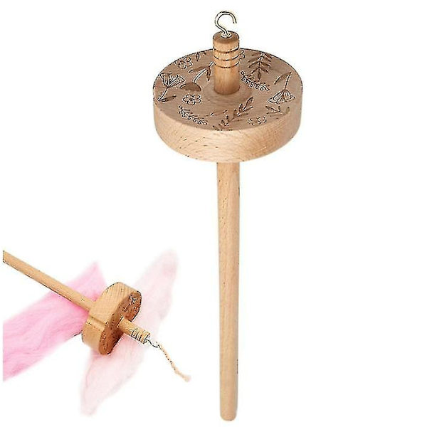 Top Whorl Spin træspindelsæt, udskåret design garnspinder, håndspinning af uld Starter Plant Fiberspinning-Superb C
