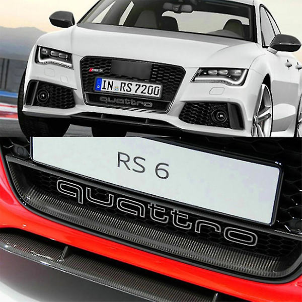 Cool Quattro-logotypmärke Emblem Bildekal Frontgrill Nedre trim för Aud-i A6 A7 Black