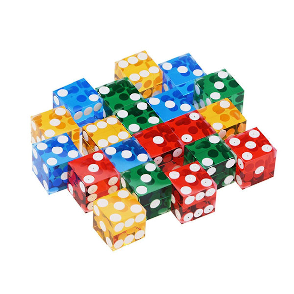 Højkvalitets akryl gennemsigtige terninger Sekssidet D6 19 mm Casino Terning sæt med 5 Yellow