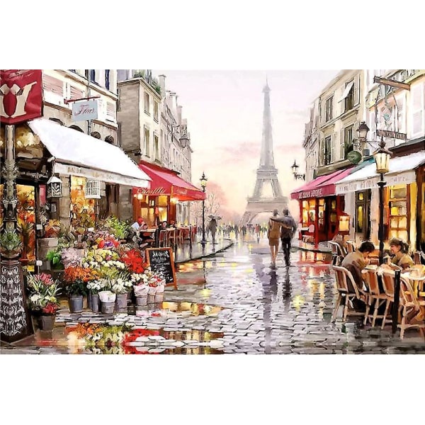 1000 brikker for voksne - Flower Street i Paris - Elskere som går - Store puslespill Leketøytykke, solide puslespill