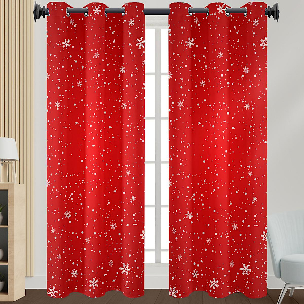 (132 x 215 cm:n jouluverhot olohuoneeseen, lumihiutale joulusuojaverhot thermal melunvaimennus, jouluhuoneen pimennysverhot