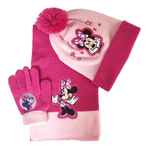 3-8 år Barn Pojkar Flickor Mössa Scarf Handskar Prinsessan Elsa Sofia Minnie Set 3st/ set Presenter Minnie 2