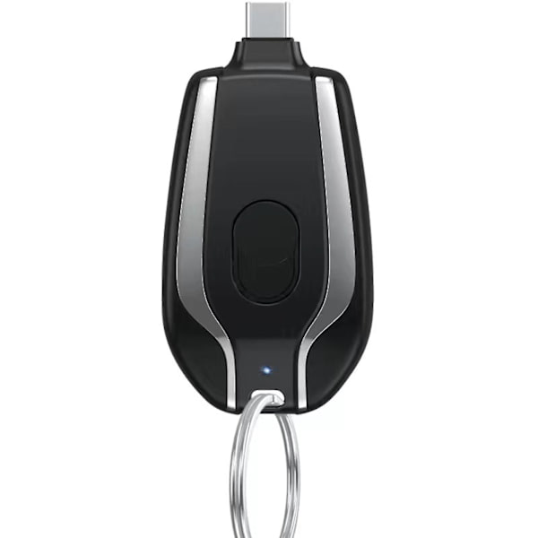 1500mah nøkkelring telefonlader, mini Power Emergency Pod kompatibel Iphone/type-c Hurtiglading Power Bank nøkkelring black type-c-Interface