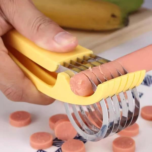 Manuell matkutter, matkutter i rustfritt stål, banan jordbær agurk gulrot eggkutter, multifunksjonell grønnsaks- og fruktkutter for rask matlaging 2pcs