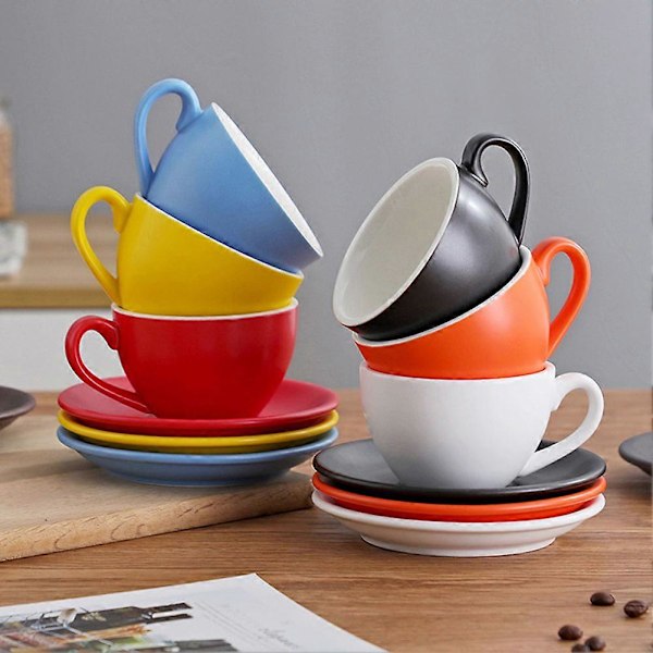Porcelænskop og underkop sæt til cappuccinoer, varmebestandigt drikkegrej til voksne Purplish Blue