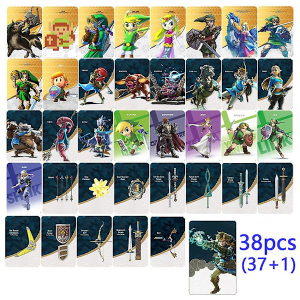 38 kpl Zelda Amiibo : Tears Of The Kingdo Zelda Ghost God Sword Varusteet Crossover Card Switch Nfc pelisiru 38pcs Big card
