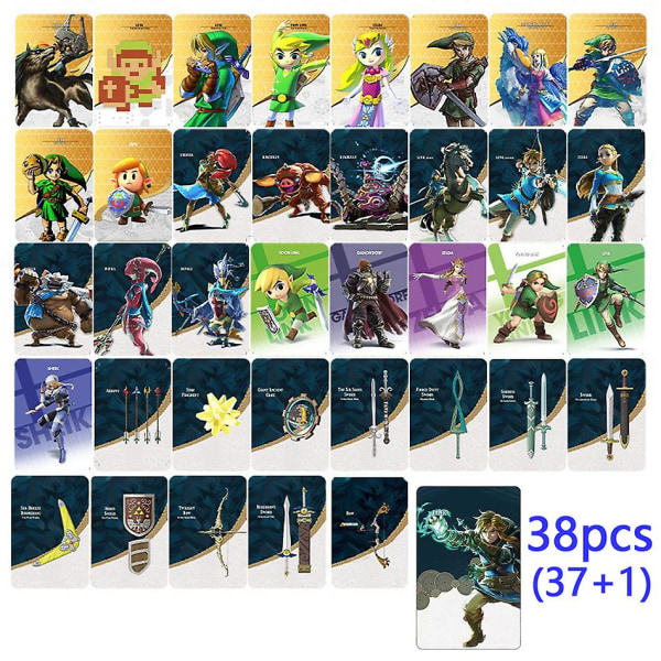 38st Zelda Amiibo :tears Of The Kingdo Zelda Ghost God Sword Equipment Crossover Card Switch Nfc Game Chip 38pcs Big card