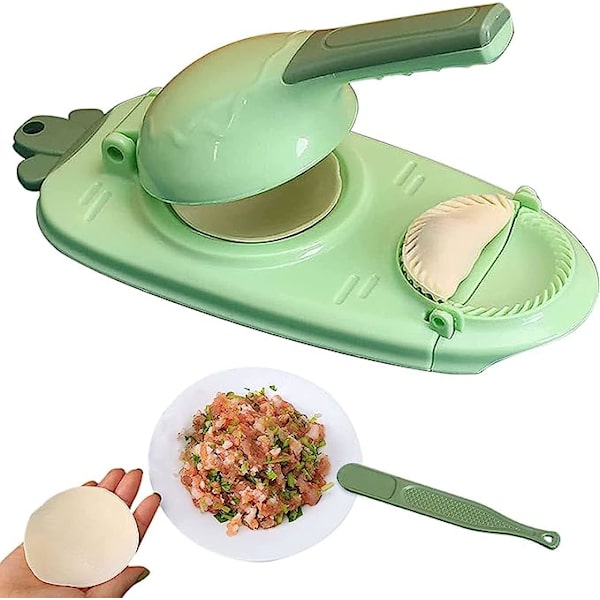 2 i 1 Dumpling Maker, DIY Dumpling Maker Form Dumpling Wrapper Maker, Creative Dumpling Making Tool (grøn)