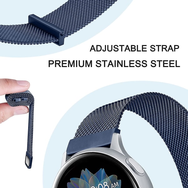 Metallbånd for erstatning av rustfritt stål for Samsung Galaxy Watch Active 2 Sapphire Blue