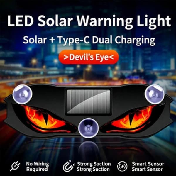 Solar trådløs dæmonøje LED advarsler dynamisk omgivende bildekorationslys