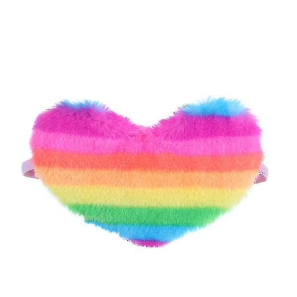 Ny regnbue plysj sovemaske hjerteformet plysj øyemaske for barn jenteleke A
