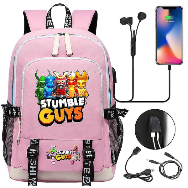 2023 Trendy Stumble Guys skoleveske - søt Kawaii lett ryggsekk for studenter, multifunksjonell og Ripstop 4
