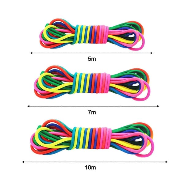 Hopprep Justerbar Ljus Färg Mycket Elastisk Bärbar Slitstark Interaktiv Spel Polyester Hopprep Gummiband Leksak Träningsutrustning för Barn 7m