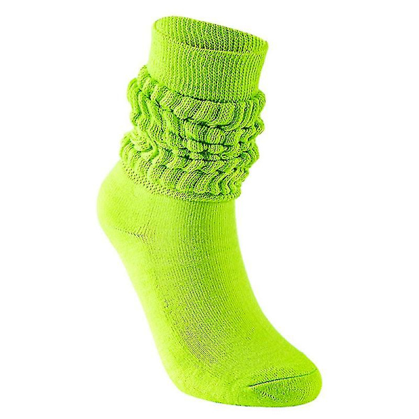 Kvinnor Män Flerfärgade Slouch Bootstrumpor Casual Extra lång Lös staplad Chunky Scrunch Knähöga strumpor Ruchade Bubble Benvärmare Fluorescent green